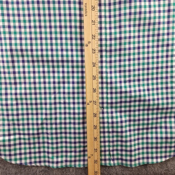Duluth Trading Shirt Large Green Blue Gingham Check Long‎ Sleeve Button Down - Picture 5 of 7